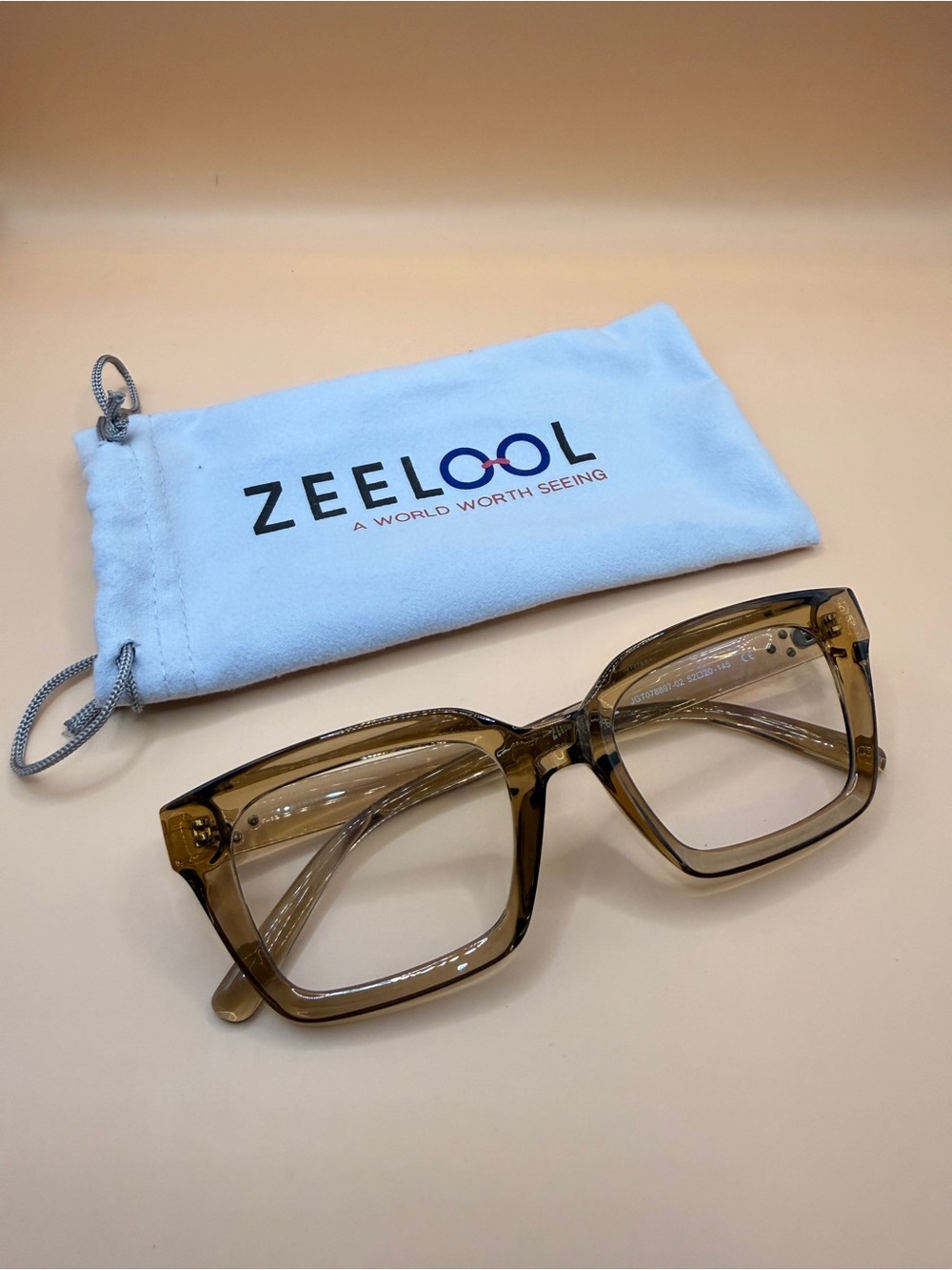 ZeeLool Oversized Square Eyeglasses in Honey Amber, no prescription